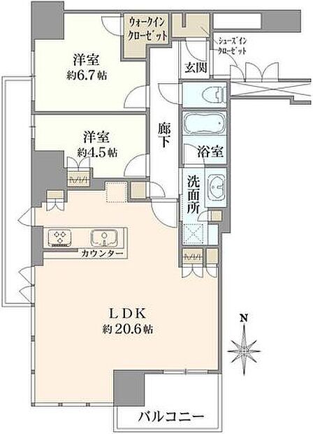 2LDK 間取り