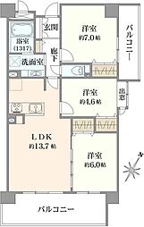 アービング鶴見緑地公園 3LDKの間取図画像