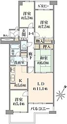 メゾン千里山　B棟 4LDKの間取り