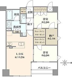 イーグルコート京都二条 2SLDKの間取図画像