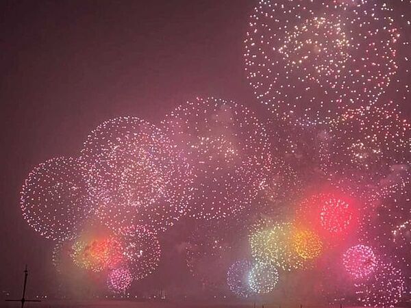 2025年8月開催バルコニーから見た琵琶湖花火大会の様子