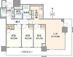 ブランズタワー梅田ノース 3LDKの間取図画像