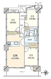 モンセーヌ住吉川公園1番館 3LDKの間取図画像