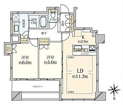 堂島ザ・レジデンスマークタワー 2LDKの間取図画像