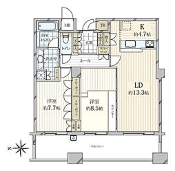 D'グラフォート神戸三宮タワー 2LDKの間取図画像