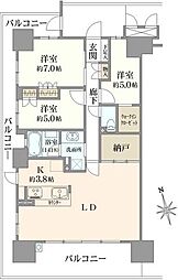 尼崎D.C.グランスクエアNORTH 3SLDKの間取図画像