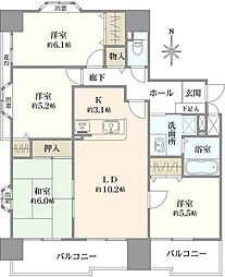 ペルル白壁 4LDKの間取図画像