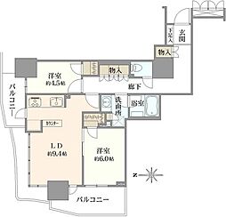 ローレルタワー堺筋本町 2LDKの間取図画像