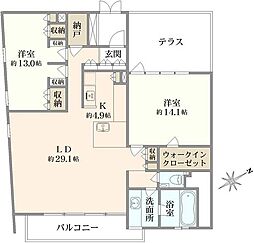 ヴィスコンティ覚王山 2LDKの間取図画像