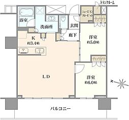 プラウドタワー名古屋錦 2LDKの間取図画像