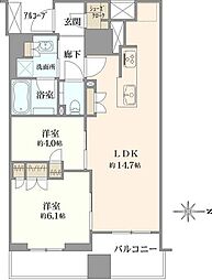 グランドメゾン大須ザ・タワー 1LDKの間取図画像