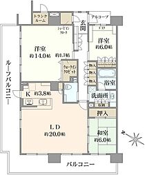 デュオヒルズ新所沢駅前 3LDKの間取図画像