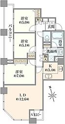 グレーシアタワーズ所沢タワー棟 3LDKの間取図画像