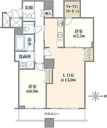 リズムタワー2 2LDKの間取図画像