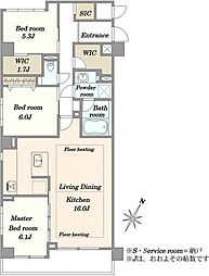 牛込南町クイーンヒルズ 3LDKの間取図画像
