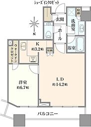 コンシェリア西新宿タワーズウエスト 1LDKの間取図画像