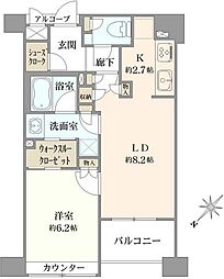 ファミール日本橋浜町グランスイート 1LDKの間取図画像