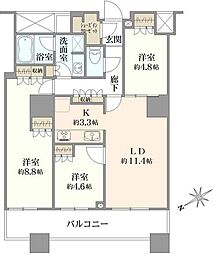 ザ・パークハウス西新宿タワー60 3LDKの間取り