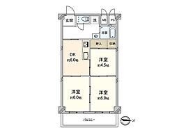 日商岩井第2京橋ハイツ 3DKの間取図画像