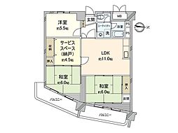 シャトー幸福 3SLDKの間取図画像