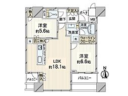 シティタワー大阪天満ザ・リバー&パークス 2LDKの間取図画像