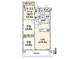 朝日プラザ梅田2 2SLDKの間取図画像