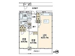 阿波座ライズタワーズフラッグ46 2LDKの間取図画像