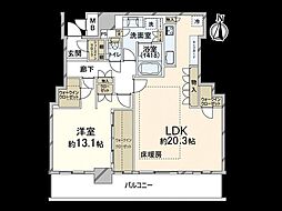ブランズタワー梅田ノース 1LDKの間取図画像