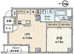 クリスタルグランツ京都高辻 1LDKの間取図画像