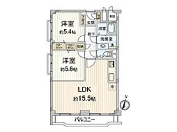 日商岩井第5緑地公園マンション 2LDKの間取図画像