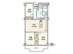 逆瀬川グリーンハイツA棟 3LDKの間取図画像