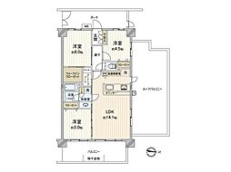 リスティア戸田ブリシアコート 3LDKの間取図画像