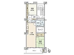 西船橋ハイム2号棟 2LDKの間取図画像