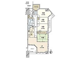 グランソシエ国立ウエストウイング 4LDKの間取図画像