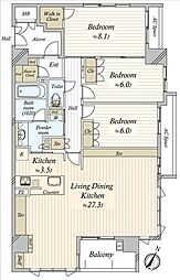 サンメゾン昭和川名山エルド 3LDKの間取図画像
