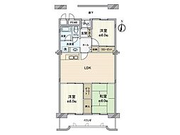 ホワイトキャッスル平針1 3LDKの間取図画像
