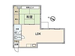 天神プラッサ 1LDKの間取図画像
