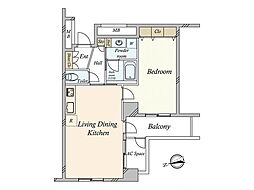 スカイグランデ汐留 1LDKの間取図画像