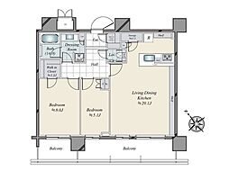 パークシティ武蔵小山ザタワー 2LDKの間取図画像