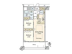 勝どきザ・タワー 2LDKの間取図画像