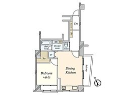 南品川マンション 1DKの間取図画像