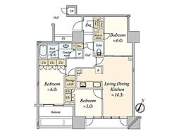 シティタワー大井町 3LDKの間取図画像