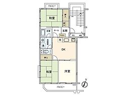上大岡フラワーマンション6 3DKの間取図画像