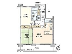 横浜伊勢佐木南パーク・ホームズ 2LDKの間取図画像