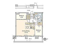 HARUMIFLAGPARKVILLAGET棟 2LDKの間取図画像