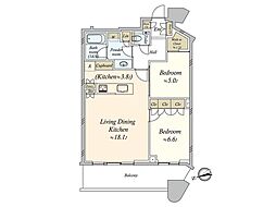 パークタワー勝どきサウス 2LDKの間取図画像