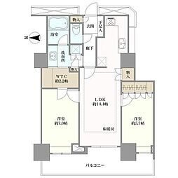 ザ・パークタワー東京サウス 2LDKの間取図画像
