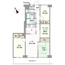 武蔵野中町スカイハイツ 3SLDKの間取図画像