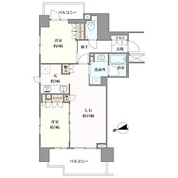 グランリビオ ザ・レジデンス 2LDKの間取り