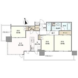 シティタワー八王子フレシア 3LDKの間取り